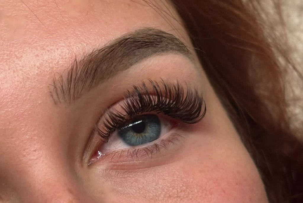 Eyelash extension close-up