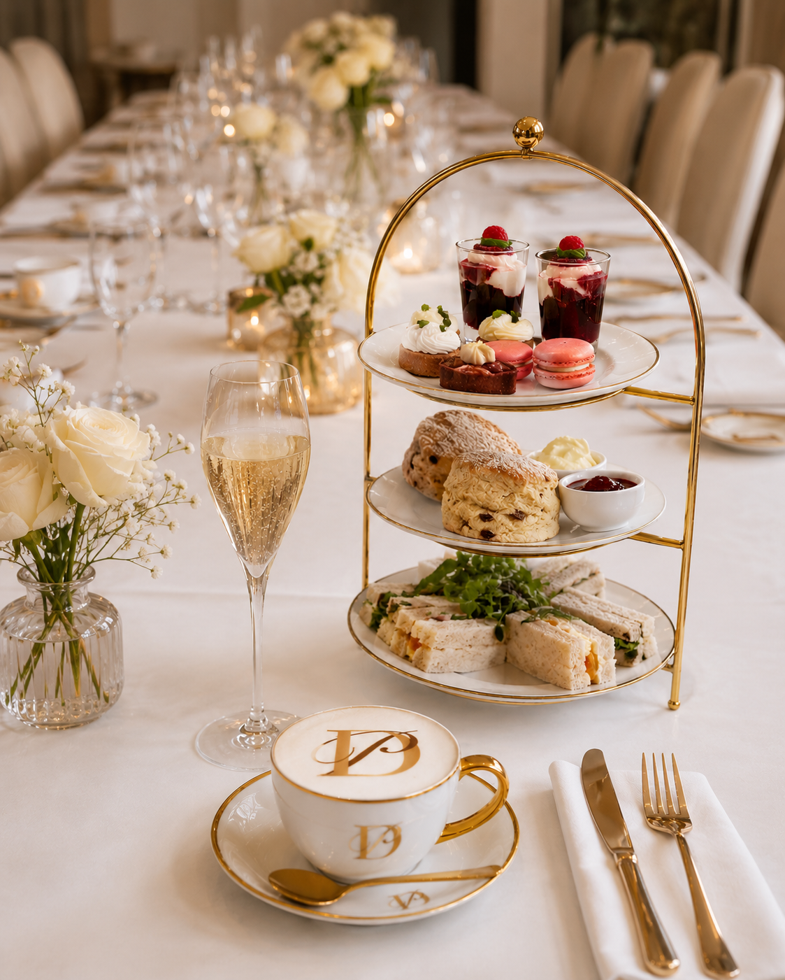 Luxury afternoon tea at an exclusive hire celebration