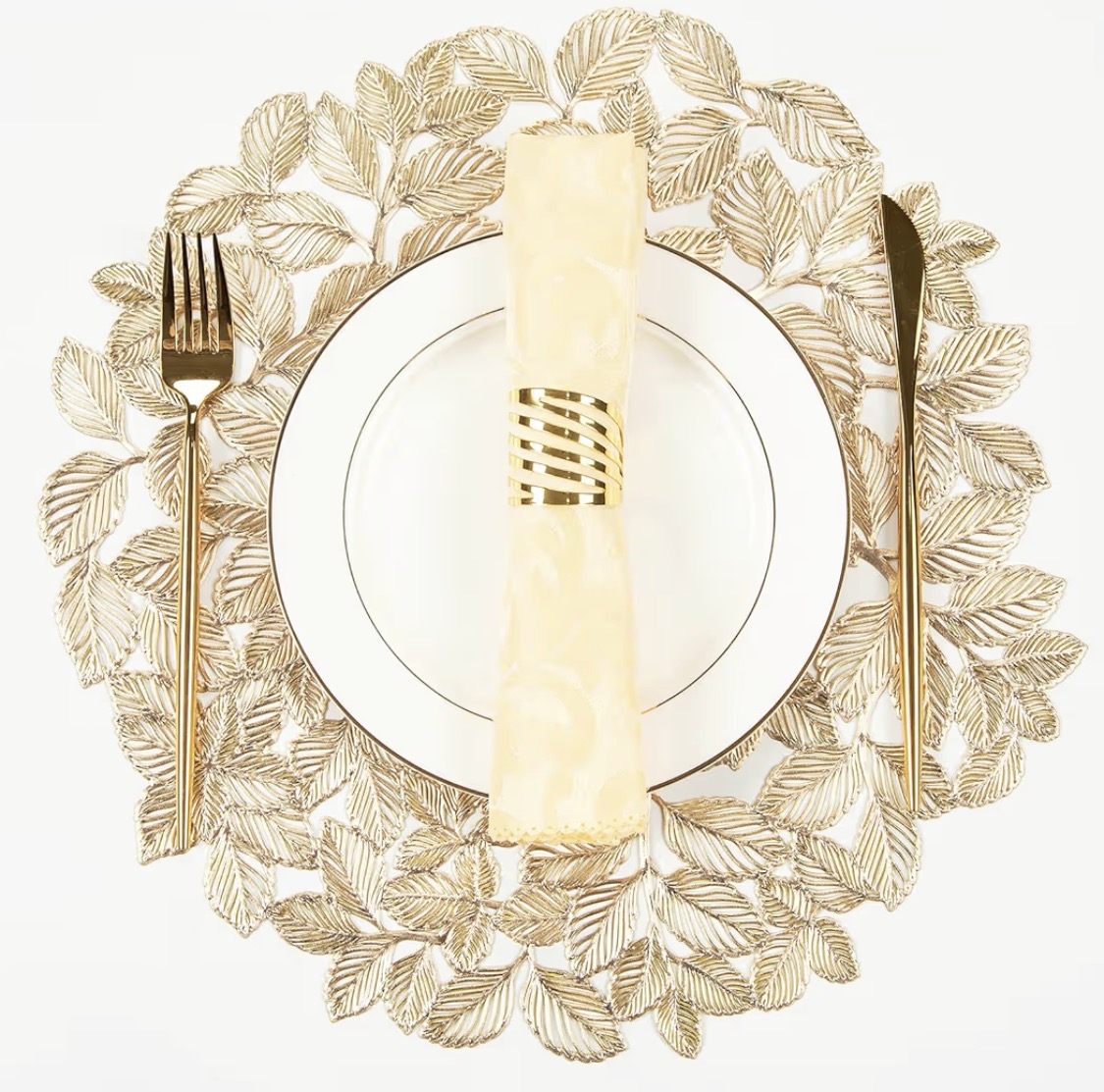 Elegant gold table setting for celebration dining