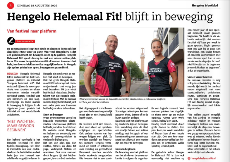Hengelo Helemaal Fit! blijft in beweging — van festival naar platform
