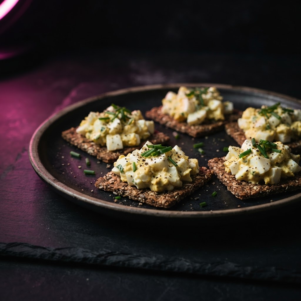 Eiersalade op volkoren crackers