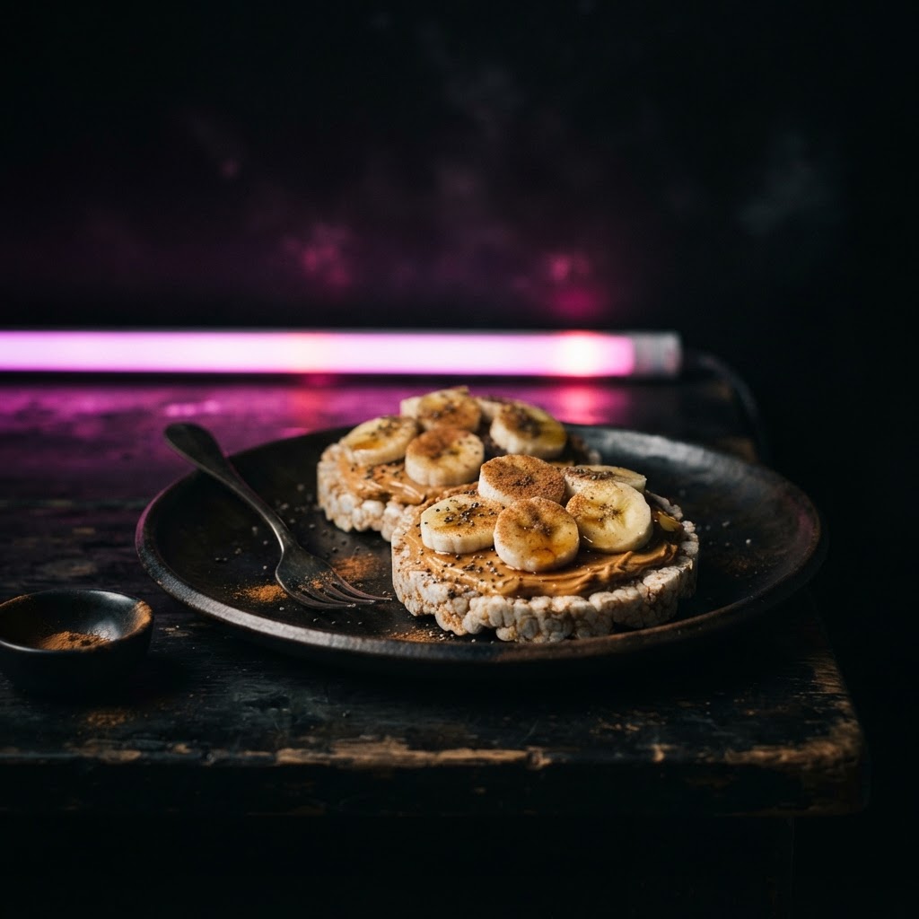 Rijstwafel met pindakaas & banaan
