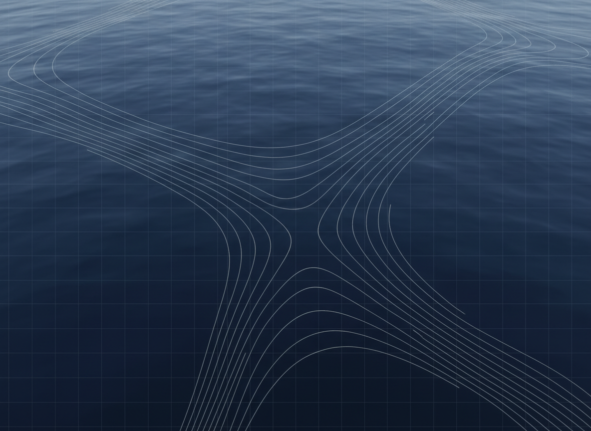 Calm water surface demonstrating tight turning manoeuvrability