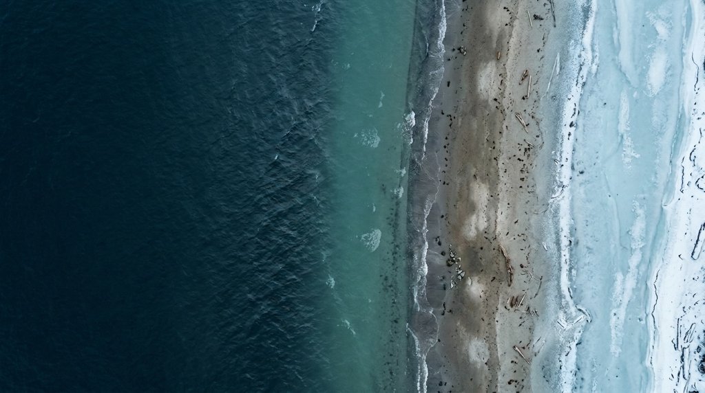 Panoramic water-to-shoreline transition
