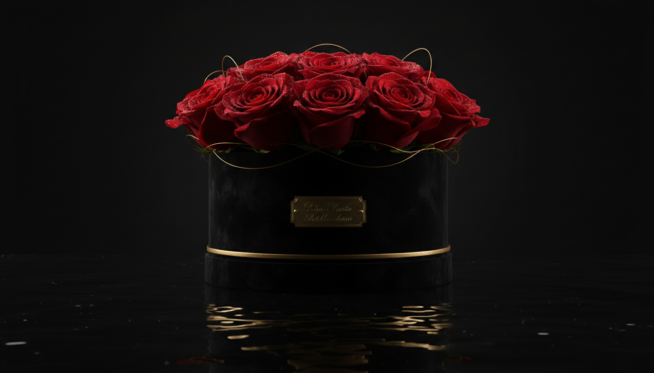 Luxury red roses arrangement by Maria Roses Miami