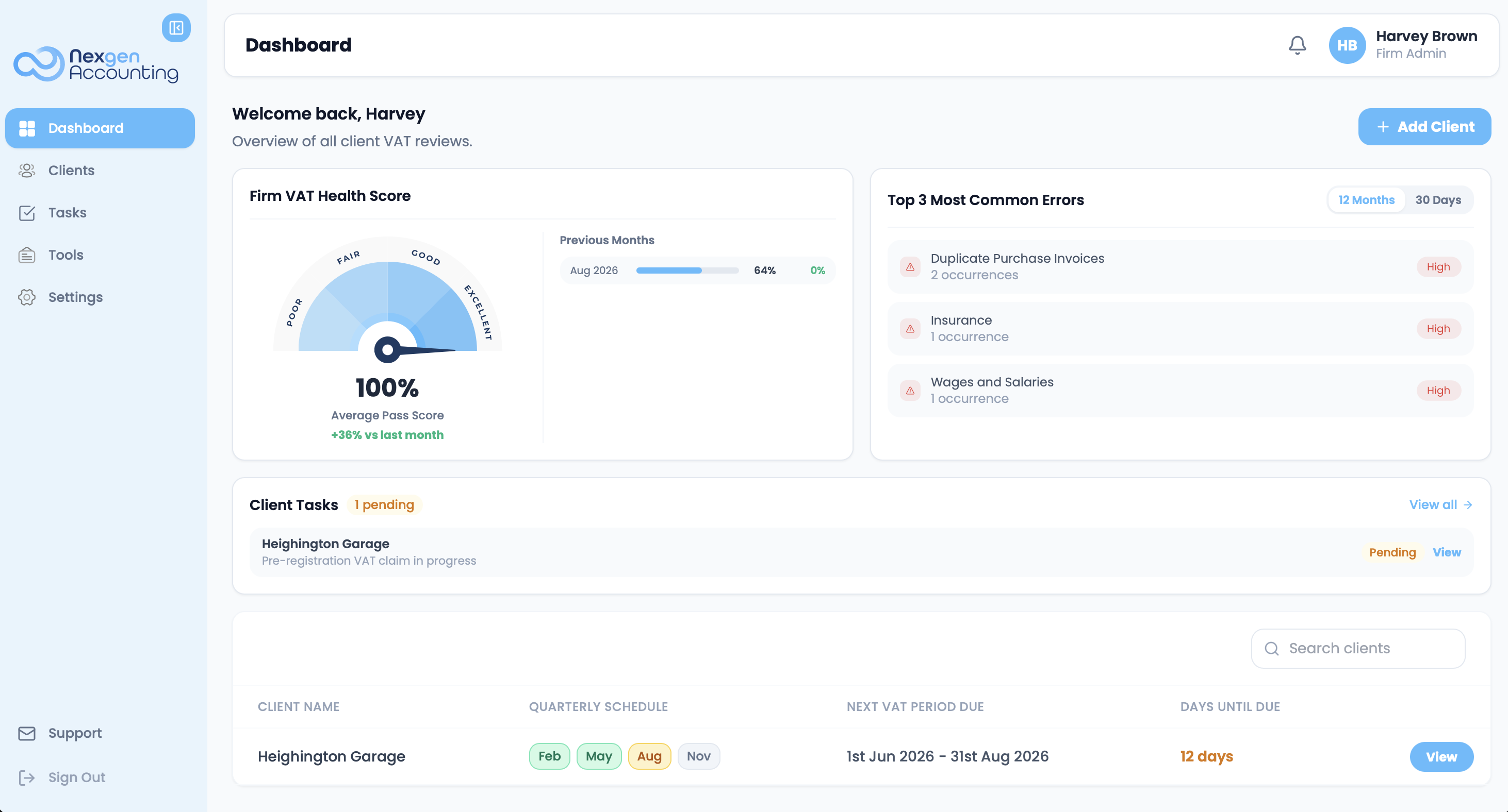 Accounting firm dashboard
