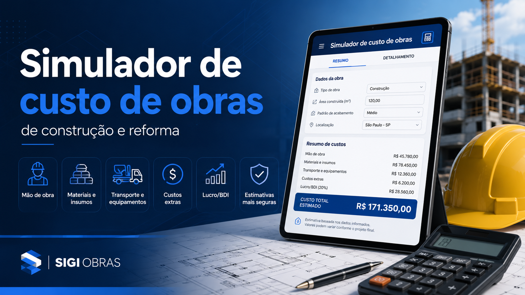 Simulador de custo de obras de construção e reforma