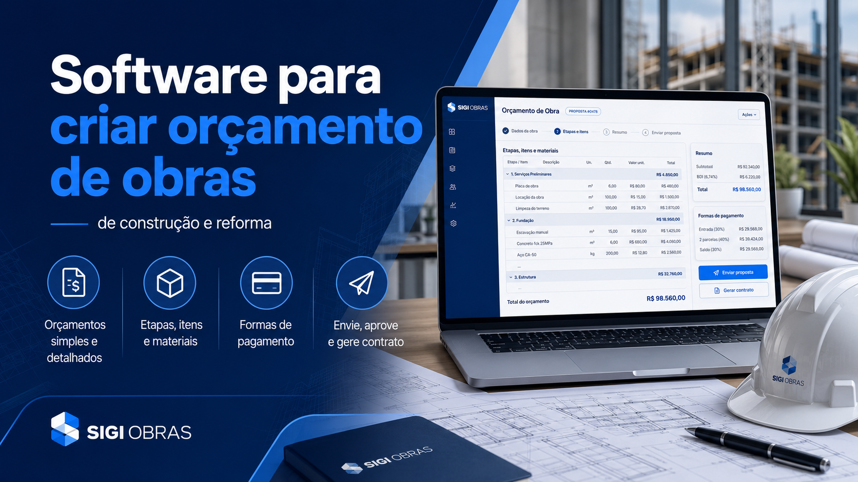 Software para criar orçamento de obras de construção e reforma