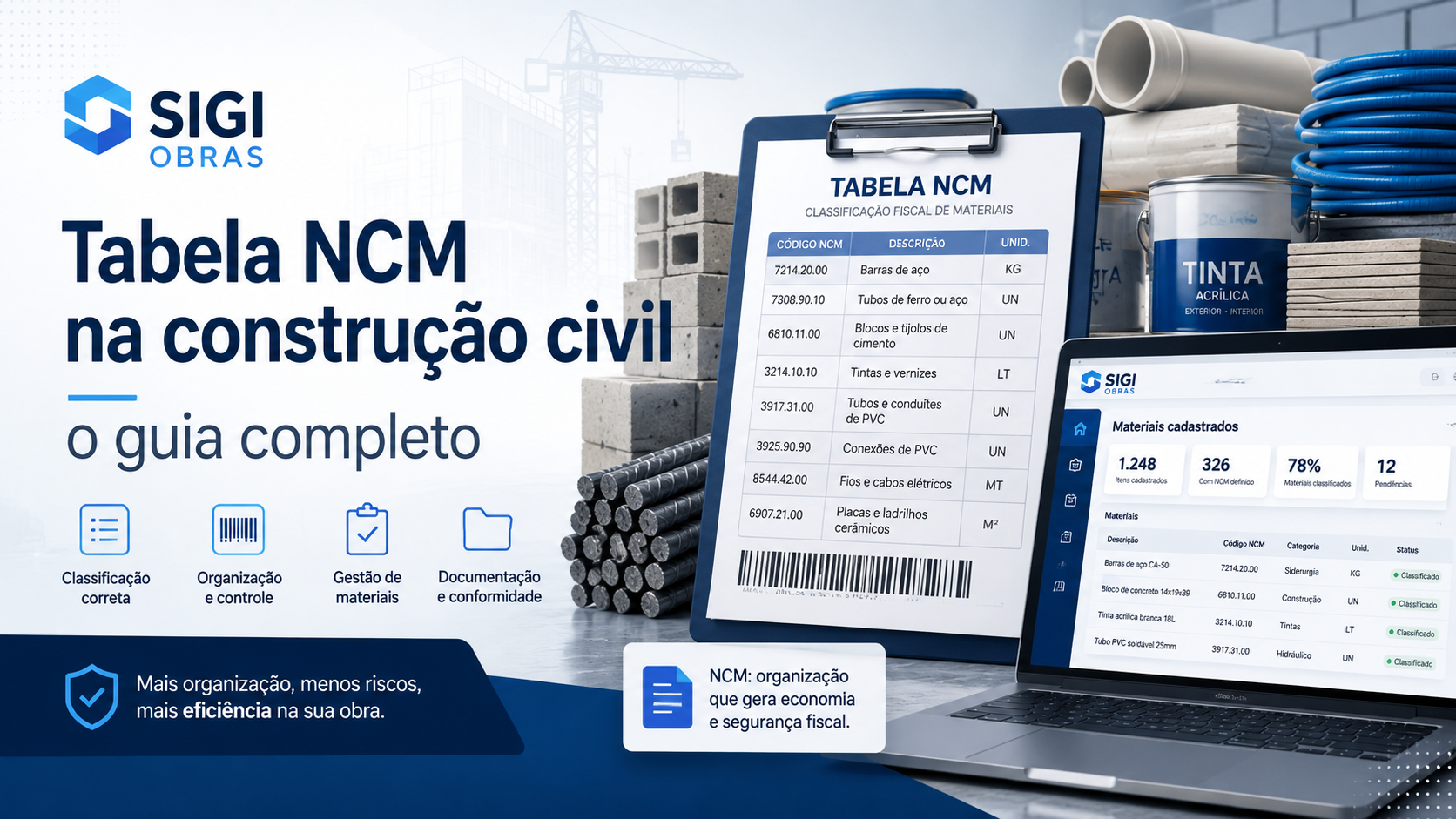 Guia completo da tabela NCM na construção civil