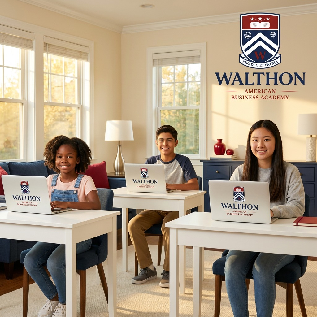 Walthon students learning from home on branded laptops