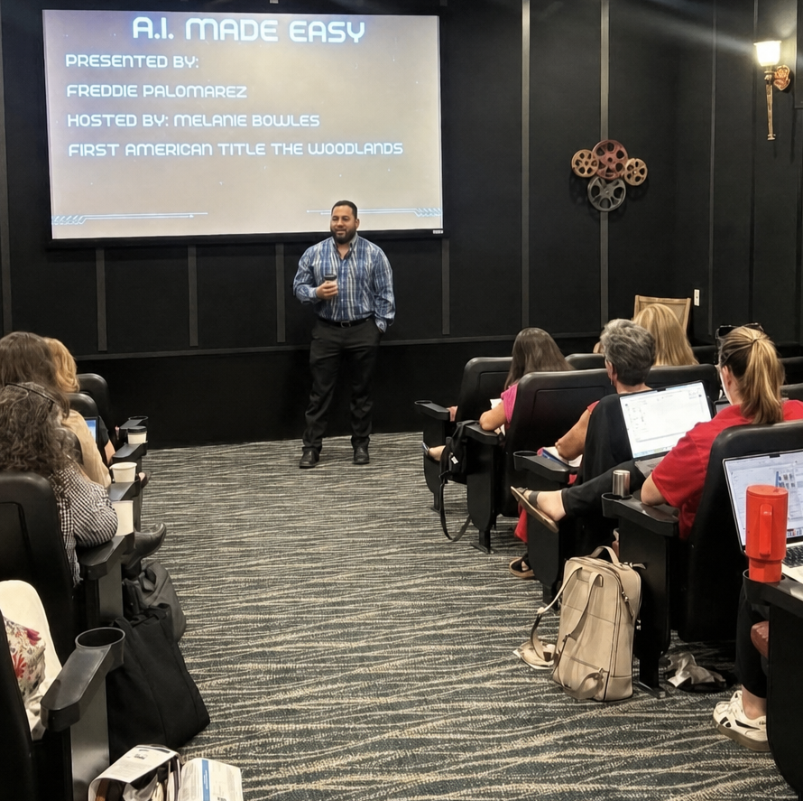 “A.I. Made Easy” — presented by Freddie Palomarez, hosted by Melanie Bowles at First American Title The Woodlands.