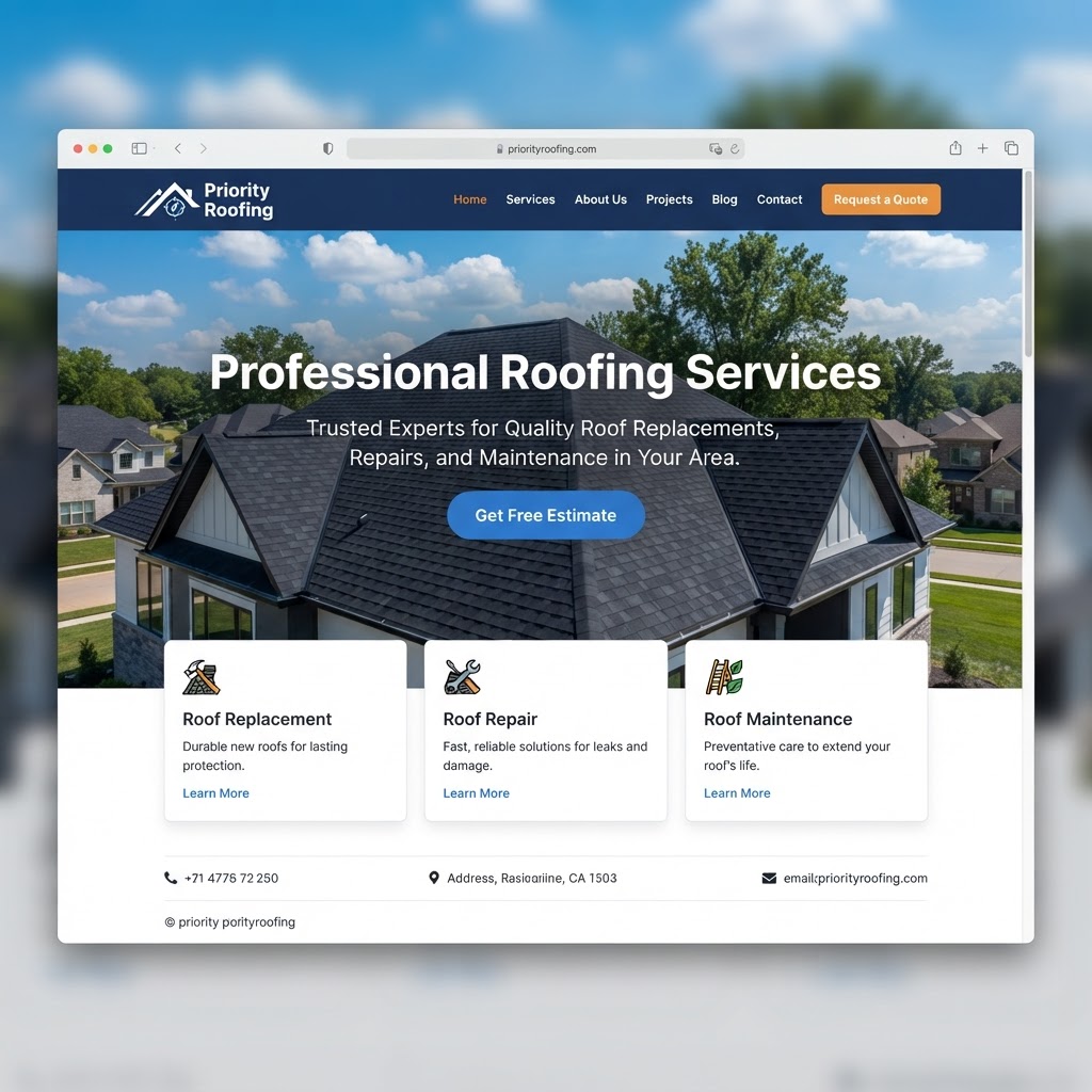 Priority Roofing website preview