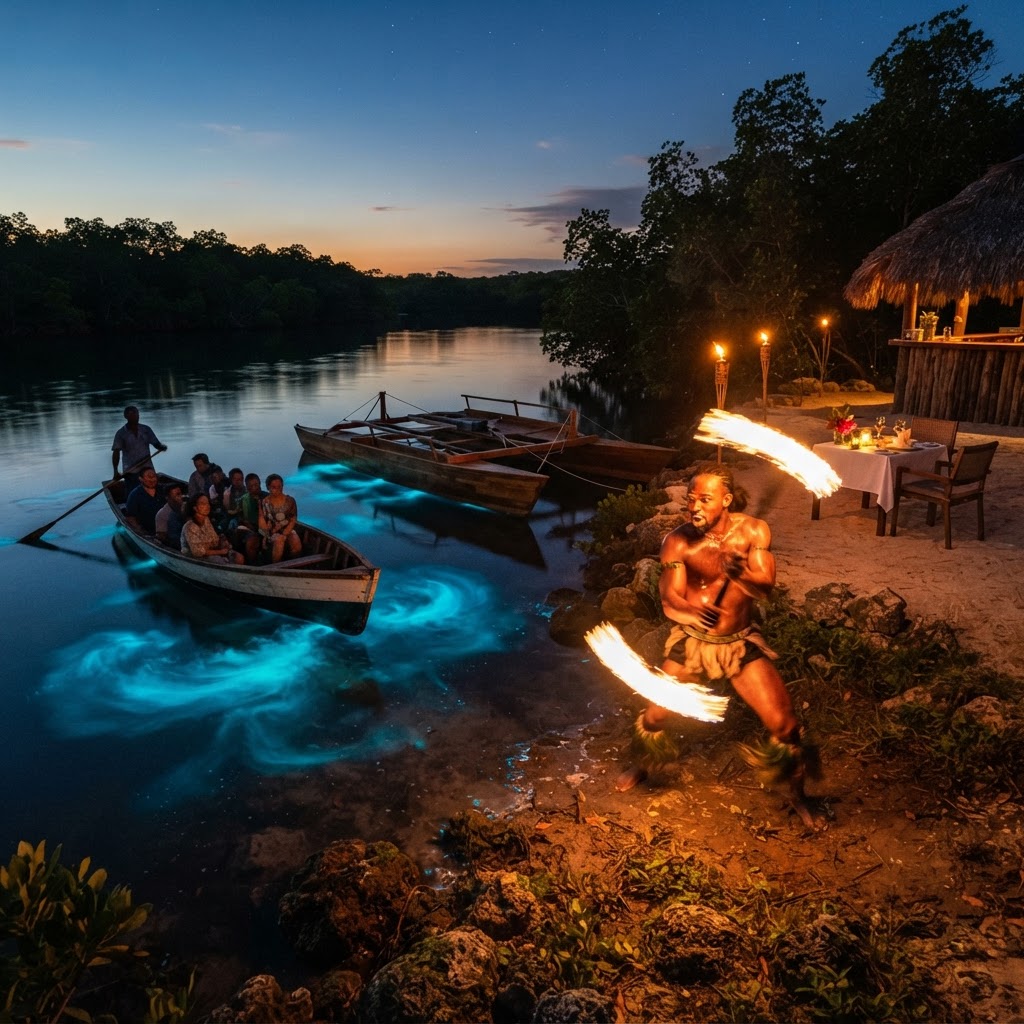 Sunset Catamaran Cruise with Luminous Lagoon Dinner & Fire Show