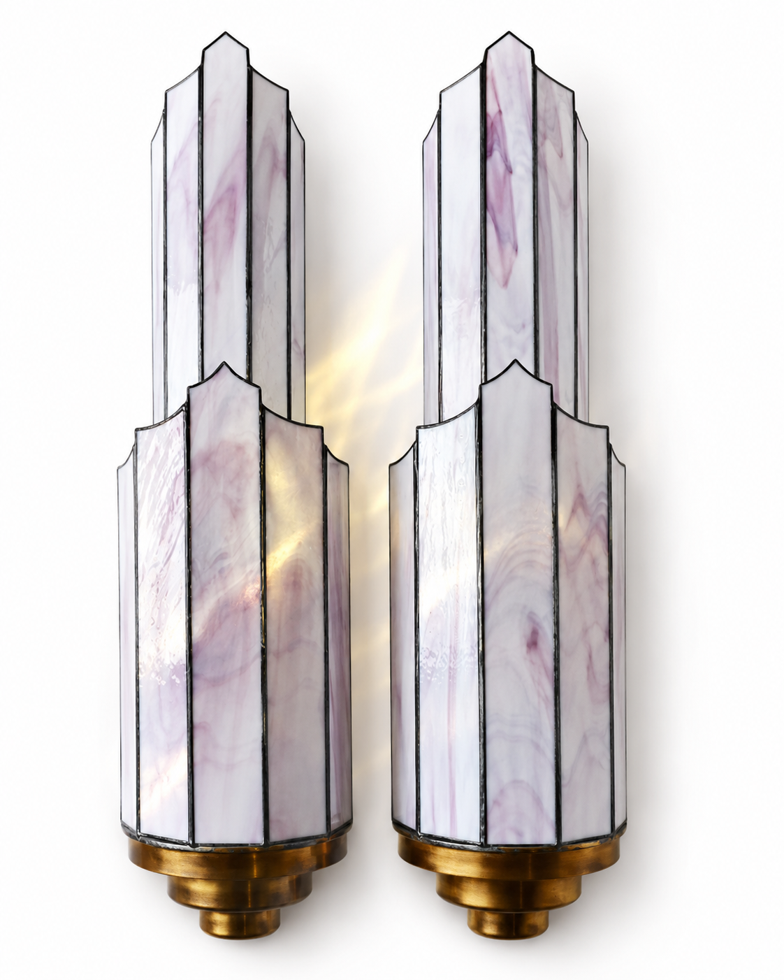 Art Deco Lilac Sconce Set