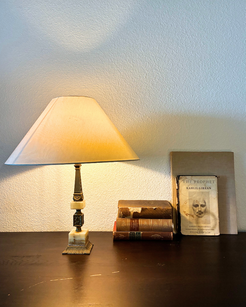 Brass and Stone Study Lamp