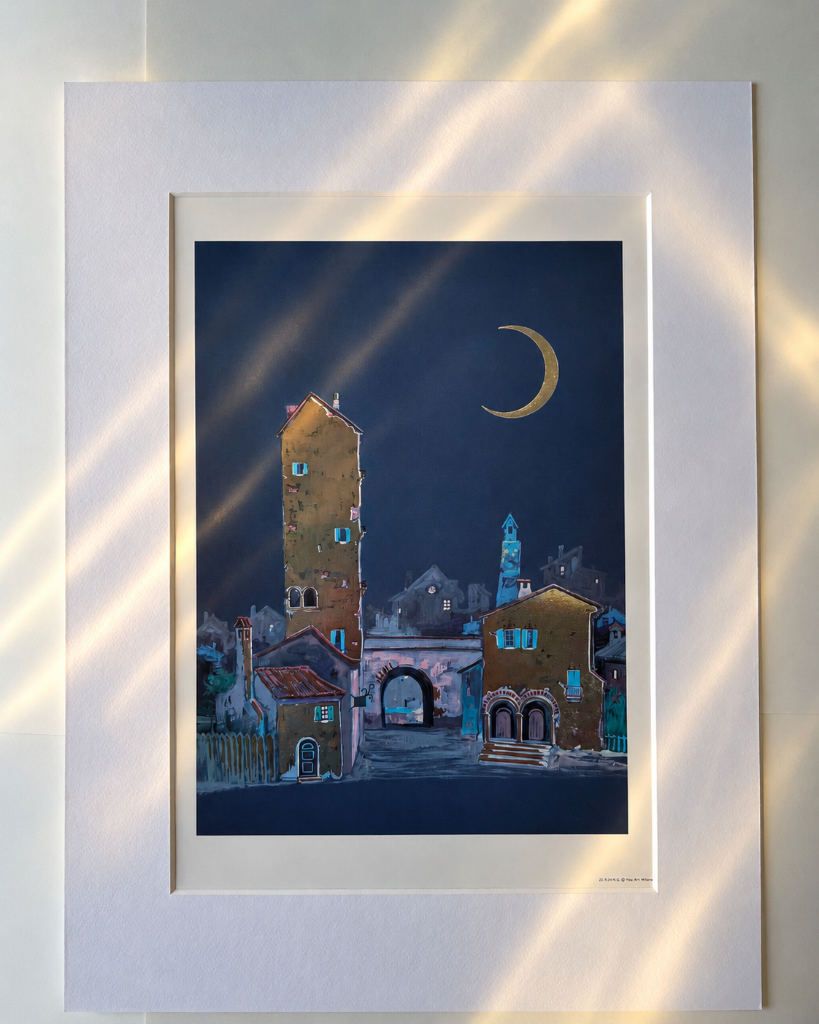 Coastal Village Moon Print (Crescent)