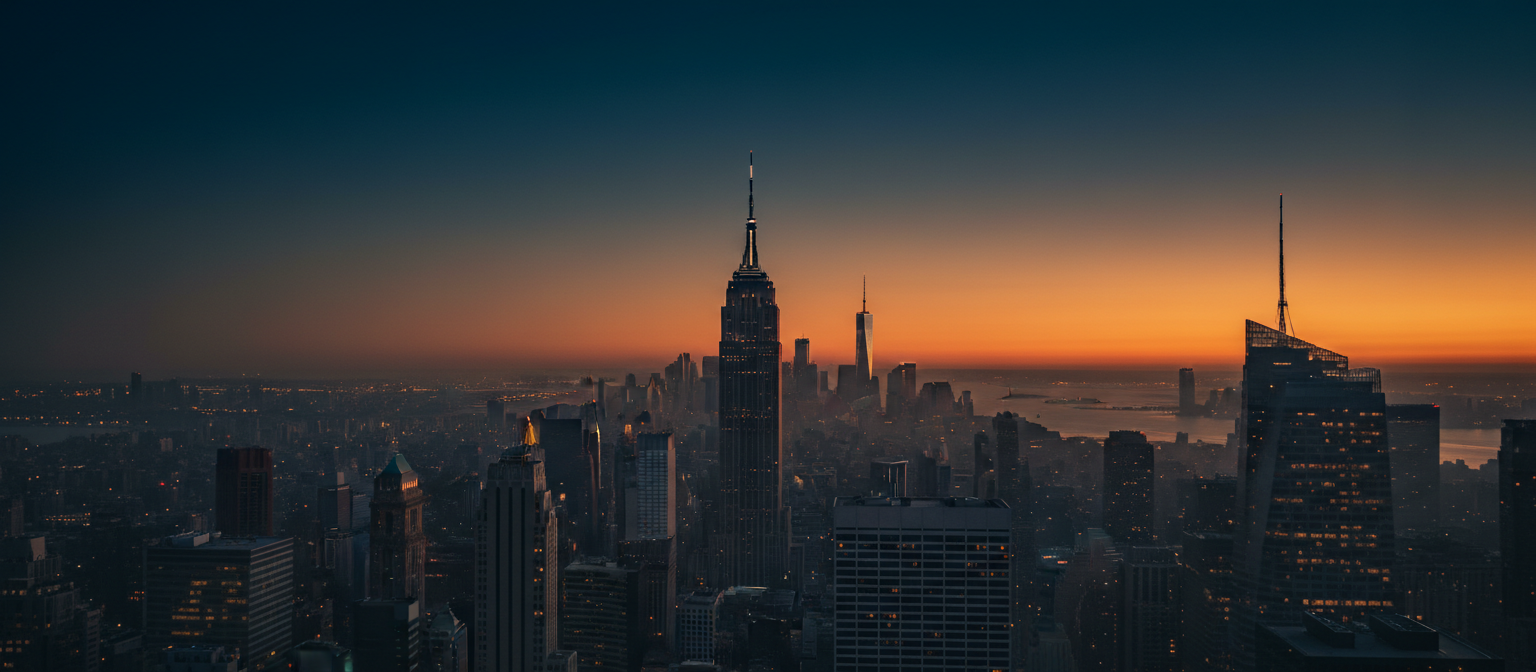 Manhattan skyline at dusk