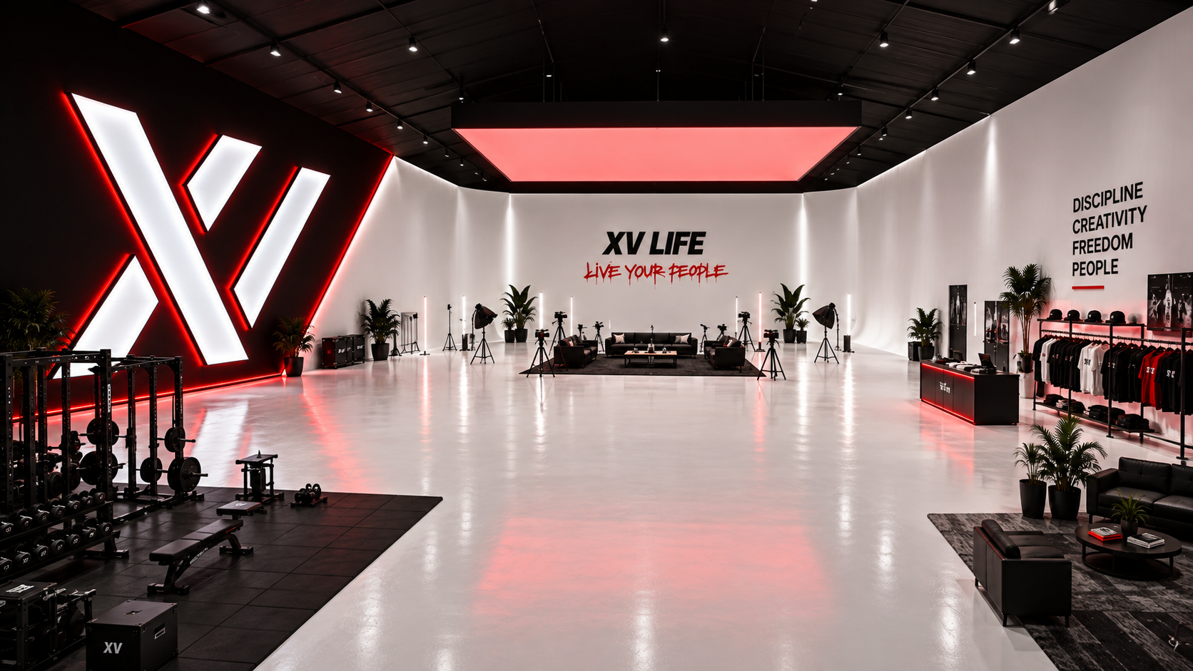 XV2 production studio design render showing the planned creative space