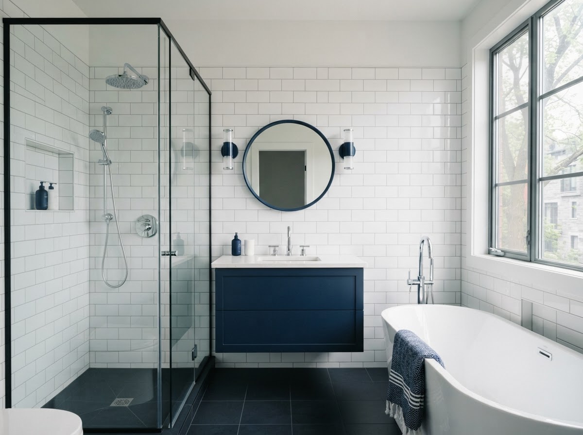 Salle de bain moderne avec des équipements de plomberie