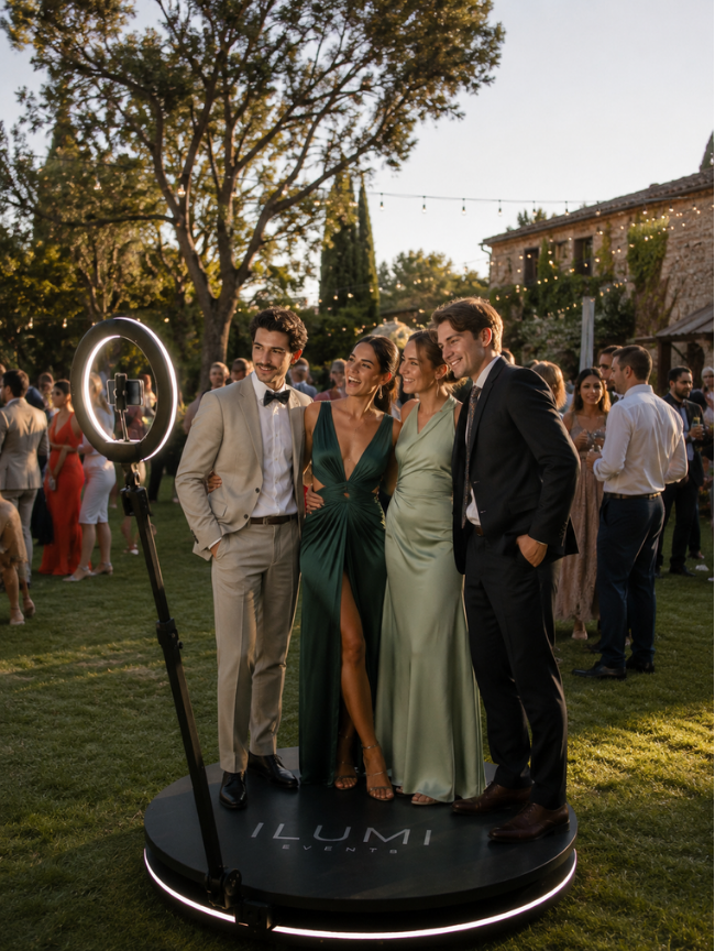 Invités sur la borne 360° Ilumi Events en extérieur