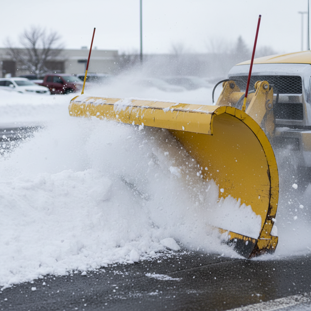 Commercial de-icing truck on parking lot