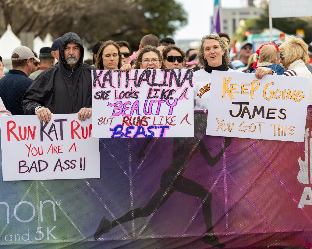 Austin Marathon finish line with Capitol building backdrop