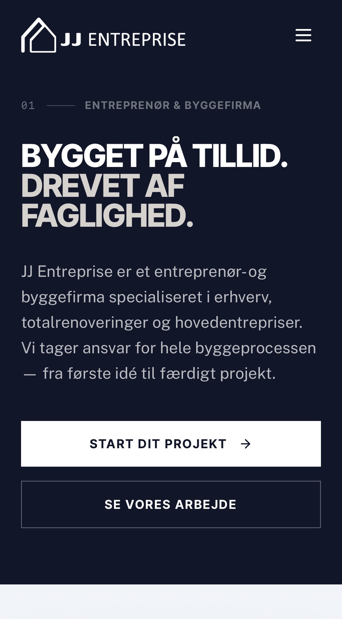 JJ Entreprise — mobil hero