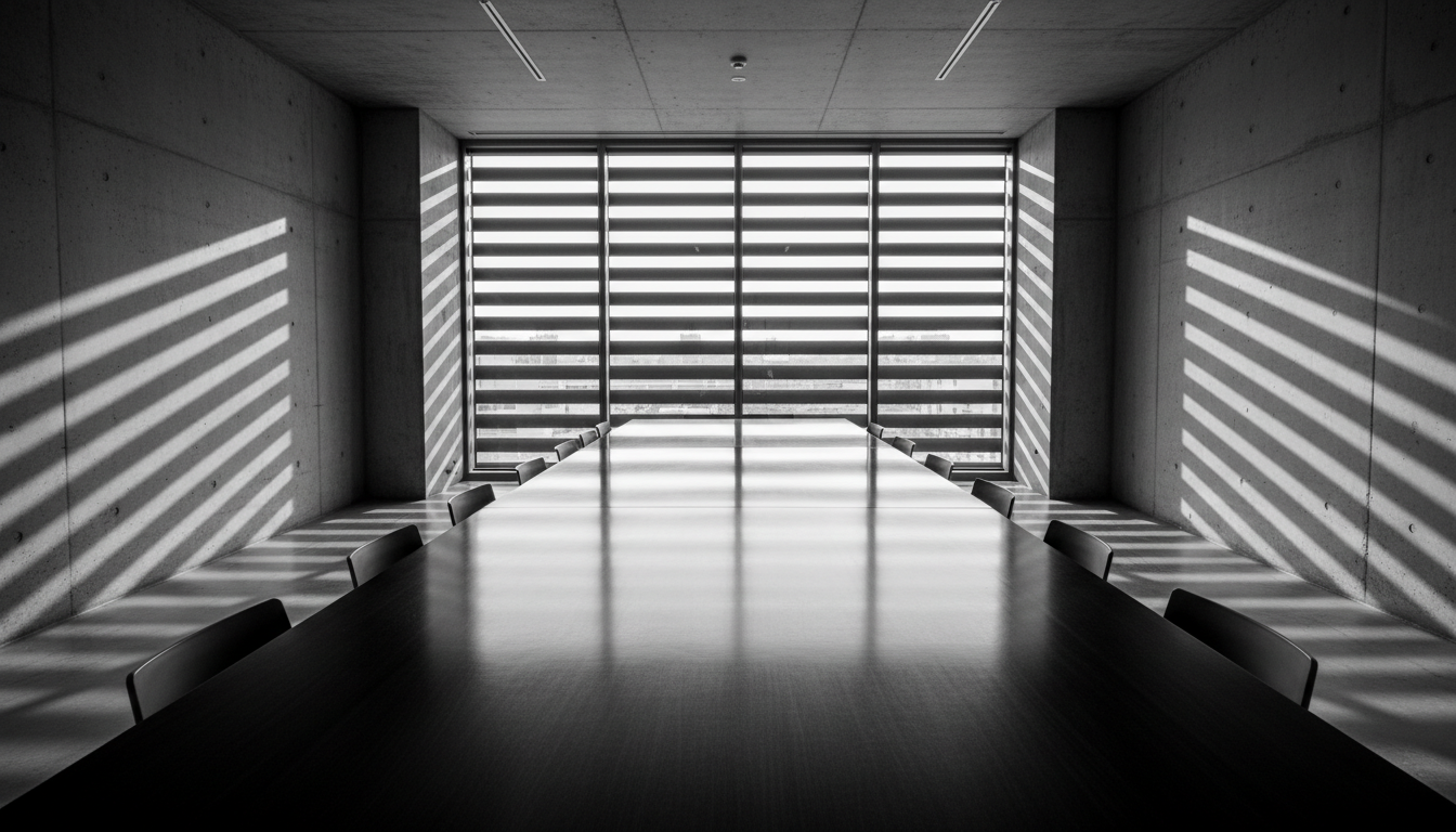 High-end boardroom with sharp perspective lines