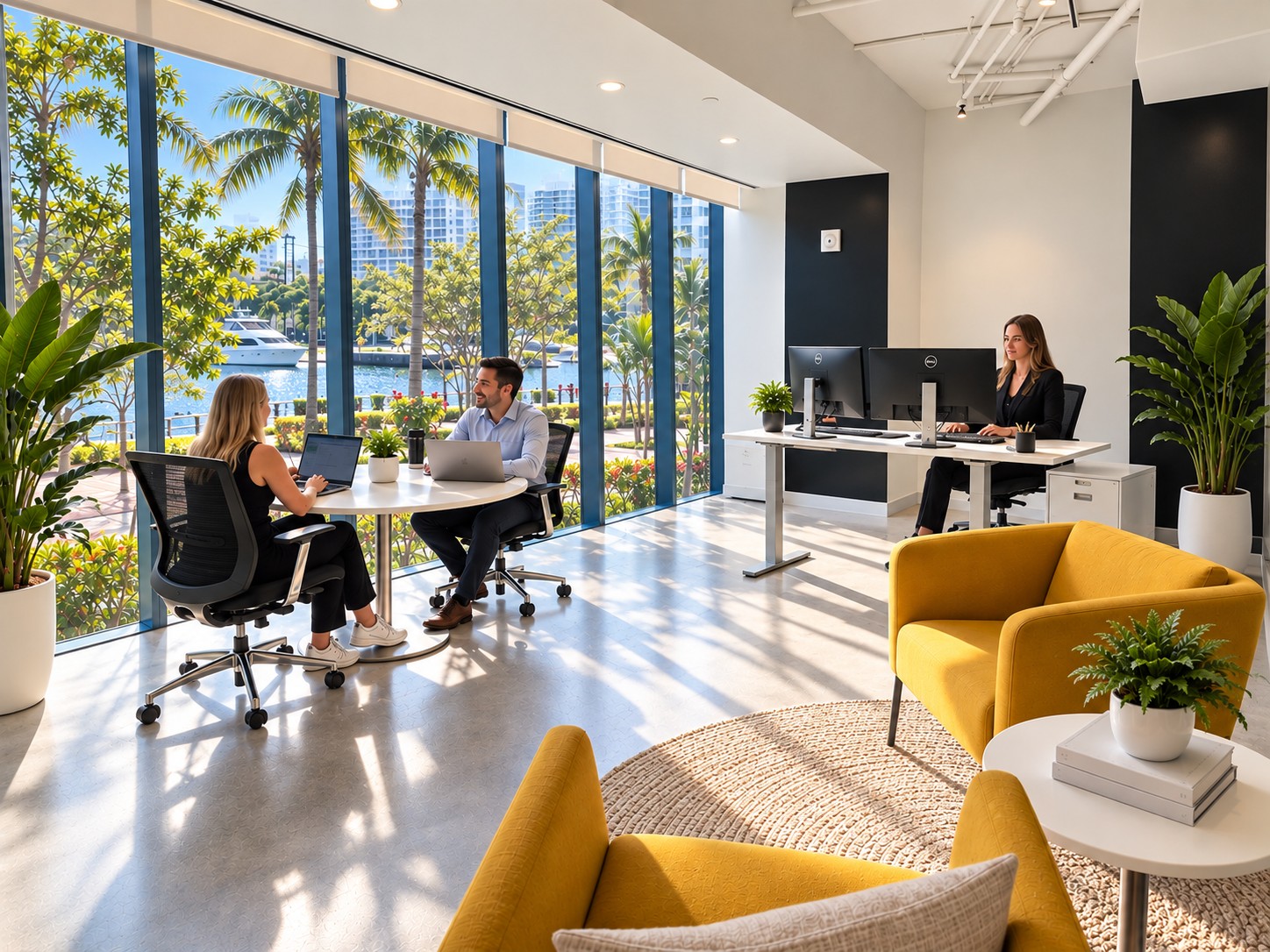Private office with waterfront views