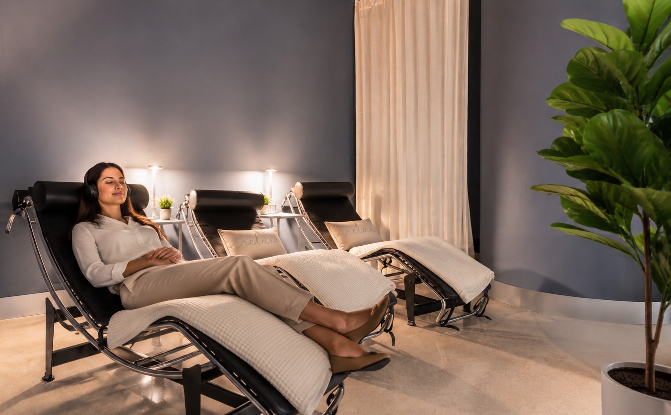 WELLNESS ROOM, ergonomic loungers, calm and restful
