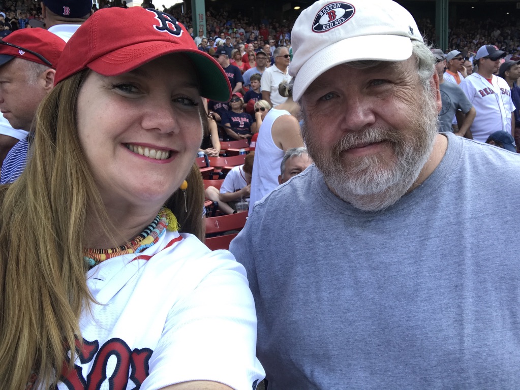 Amy Pritchard and Will Robinson at a Red Sox game at Fenway Park