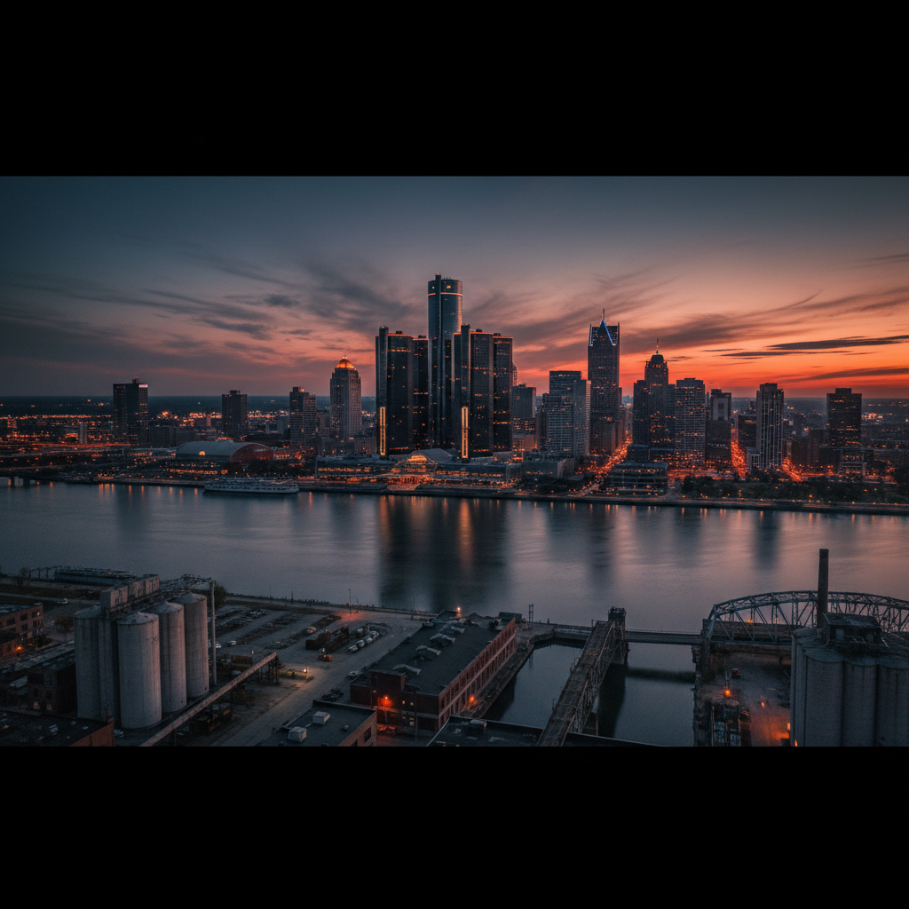 Detroit event at night