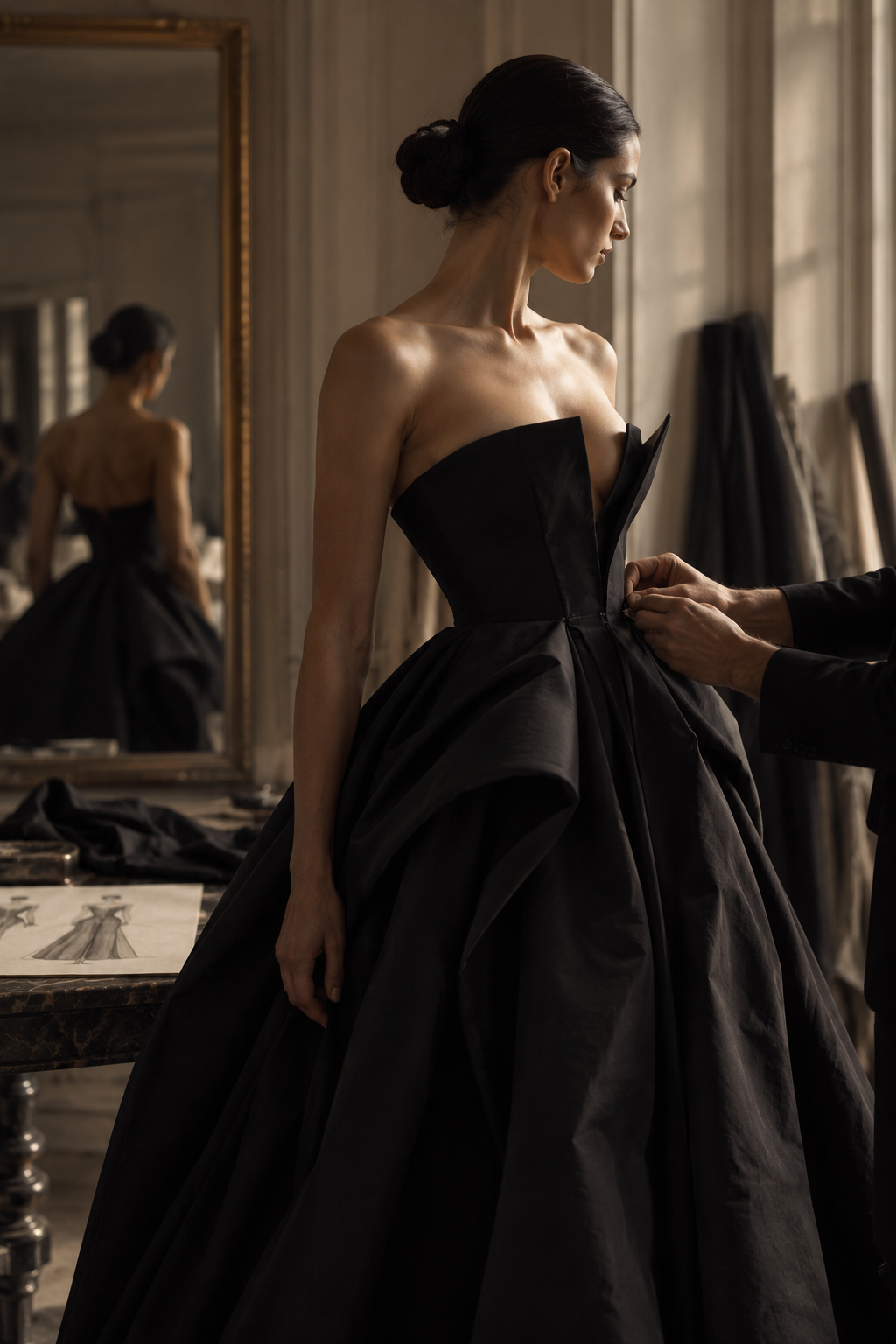 Mr. Nanke fitting a Private Commission in the atelier