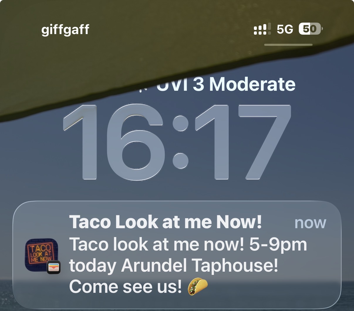 Taco Look at Me Now nearby reminder