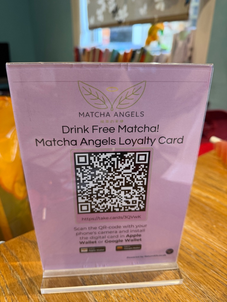 Matcha Angels QR stand