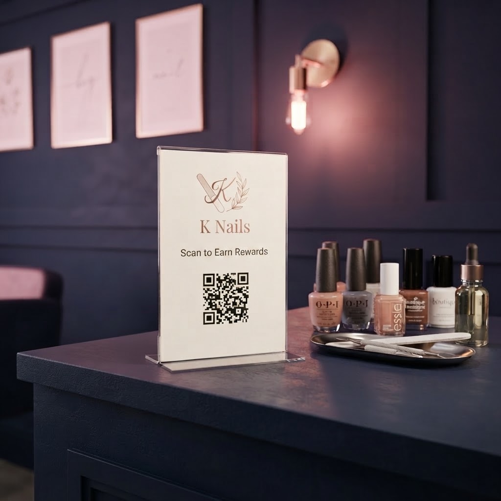 K Nails QR stand