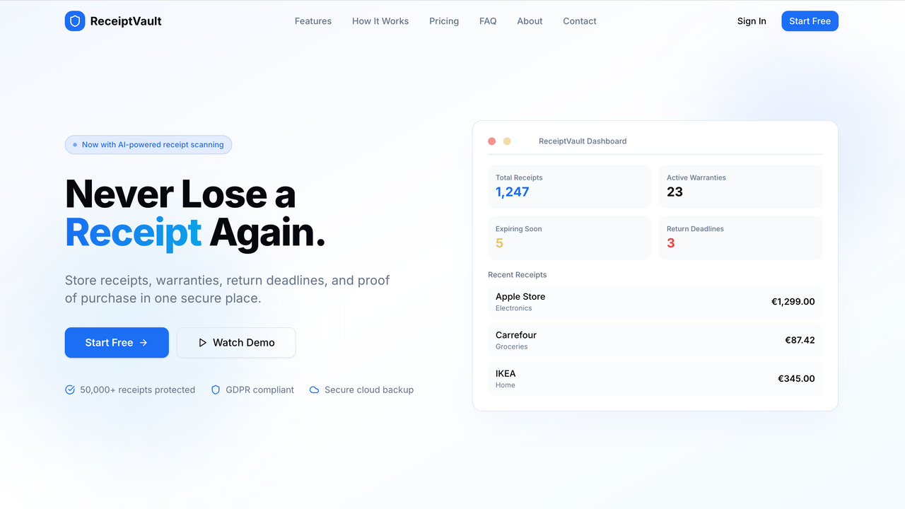 RECEIPTVAULT template preview