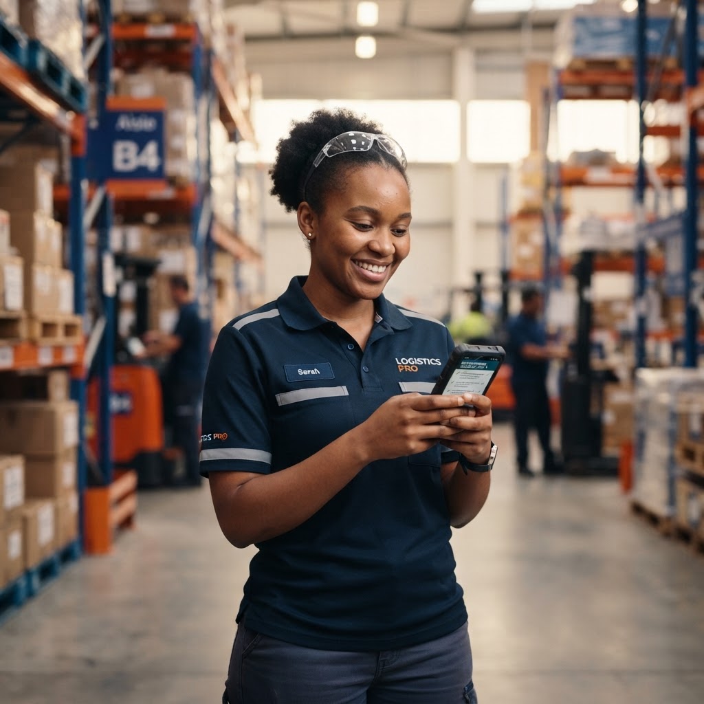 Colaboradora usando o MIP360 no celular