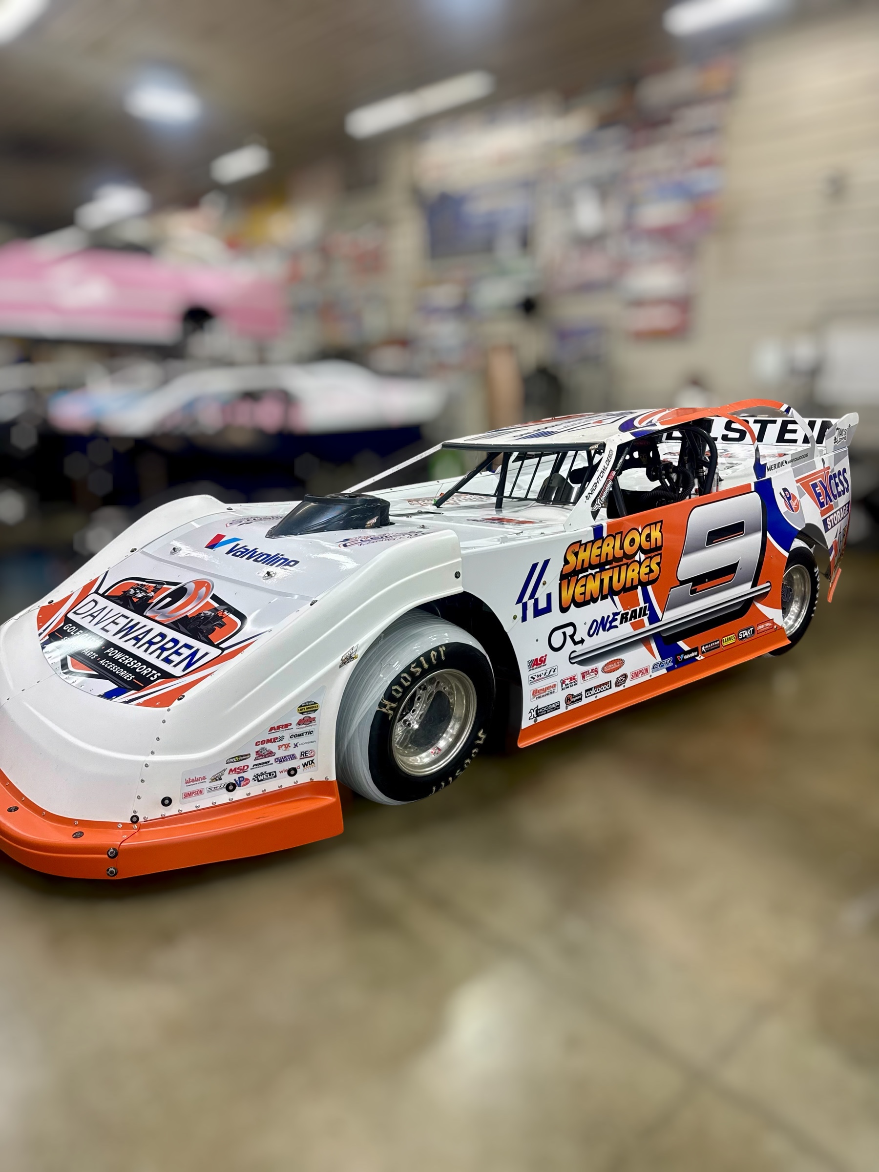 Dirt late model racing action