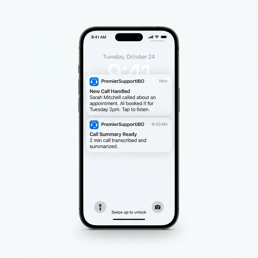 PremierSupportIBO phone notification for handled call
