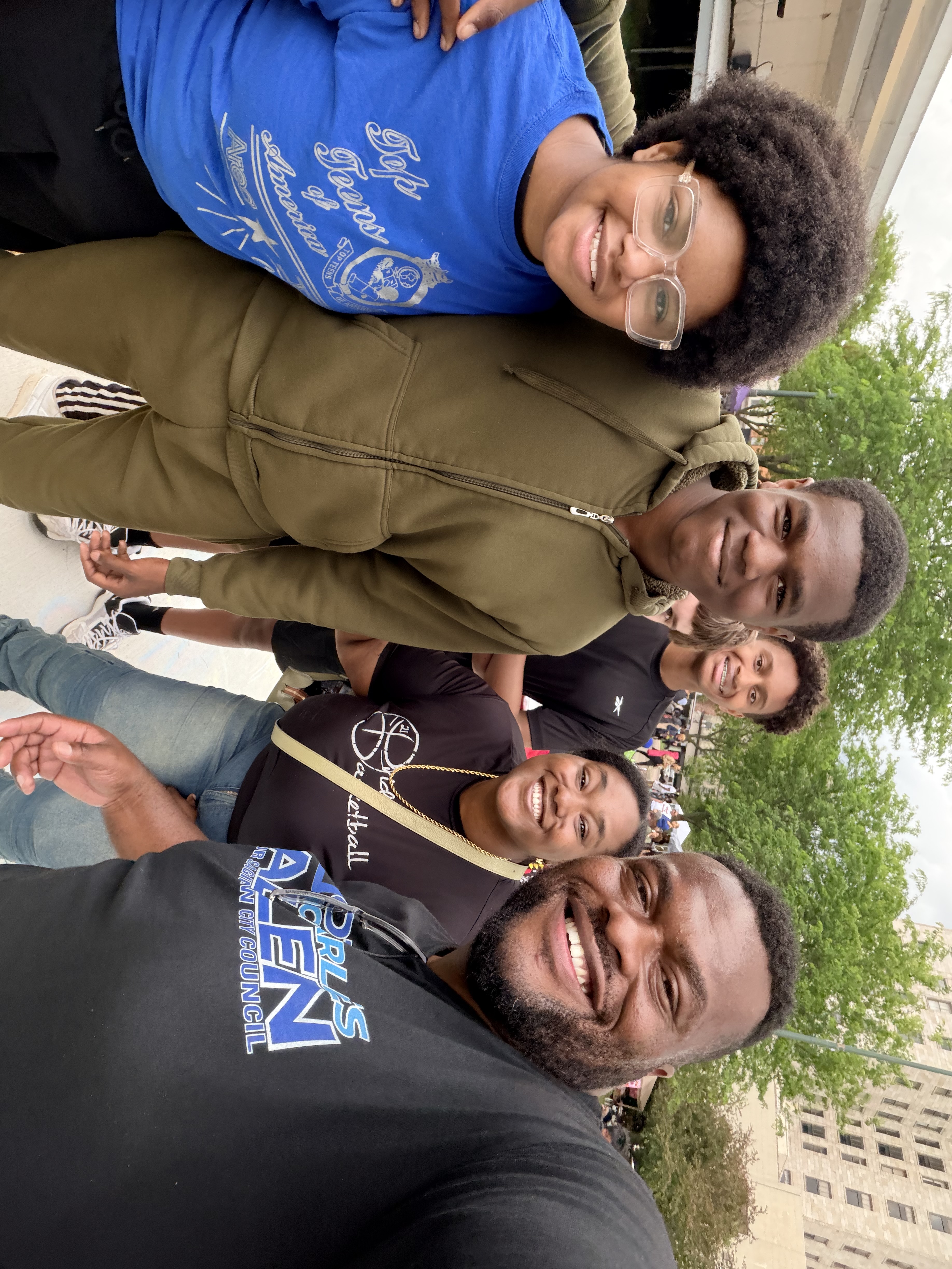 Charles with Saginaw youth and community members