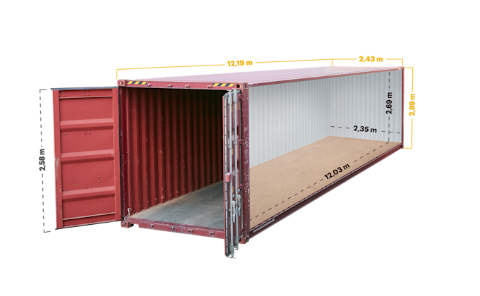 40 Fuß High Cube Container Maße