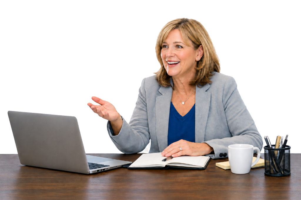 Dianne at her desk