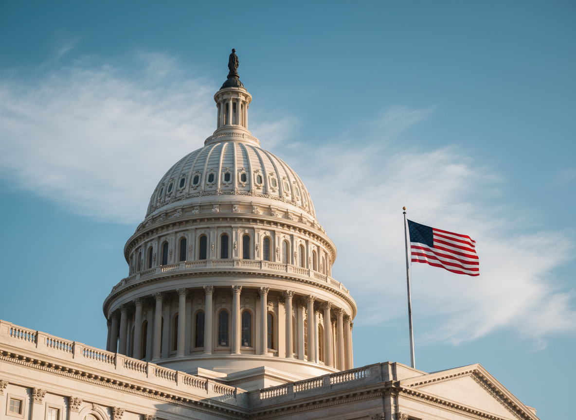 Capitol building with American flag