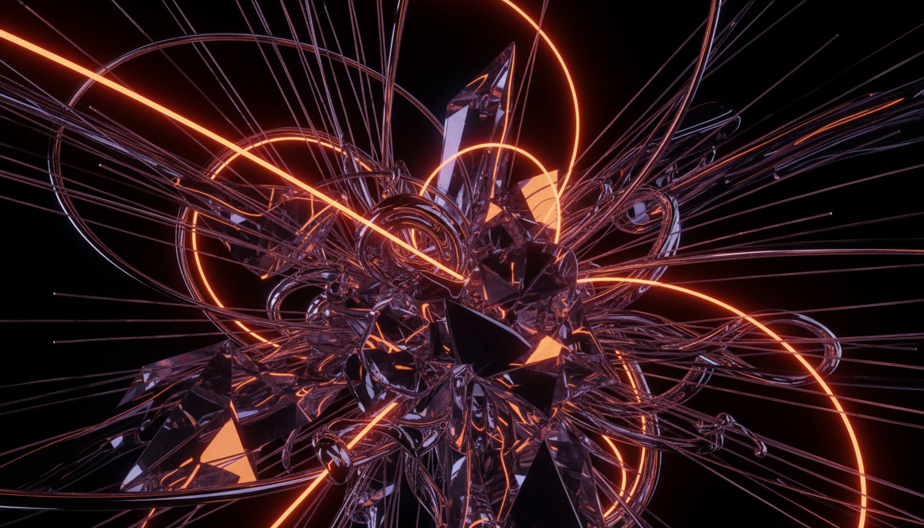 Abstract visualization of data flowing through fiber optic structures