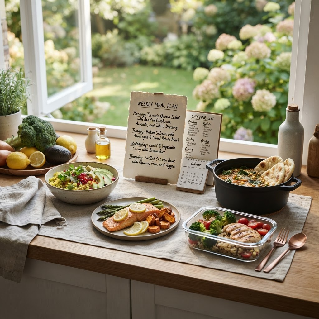 Please generate another visually striking image of a healthy meal plan! No distortions or hallucinations!!