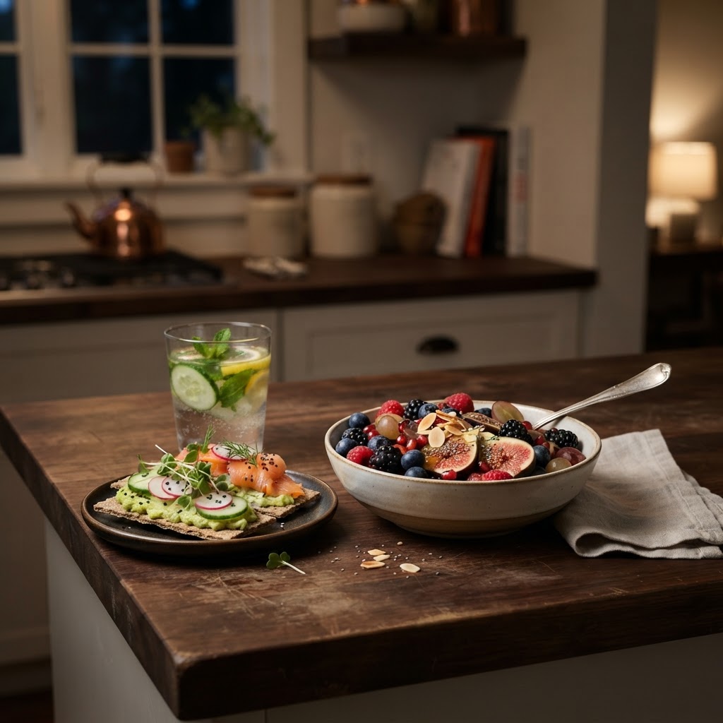 Please generate and image of some healthy midnight snacks!