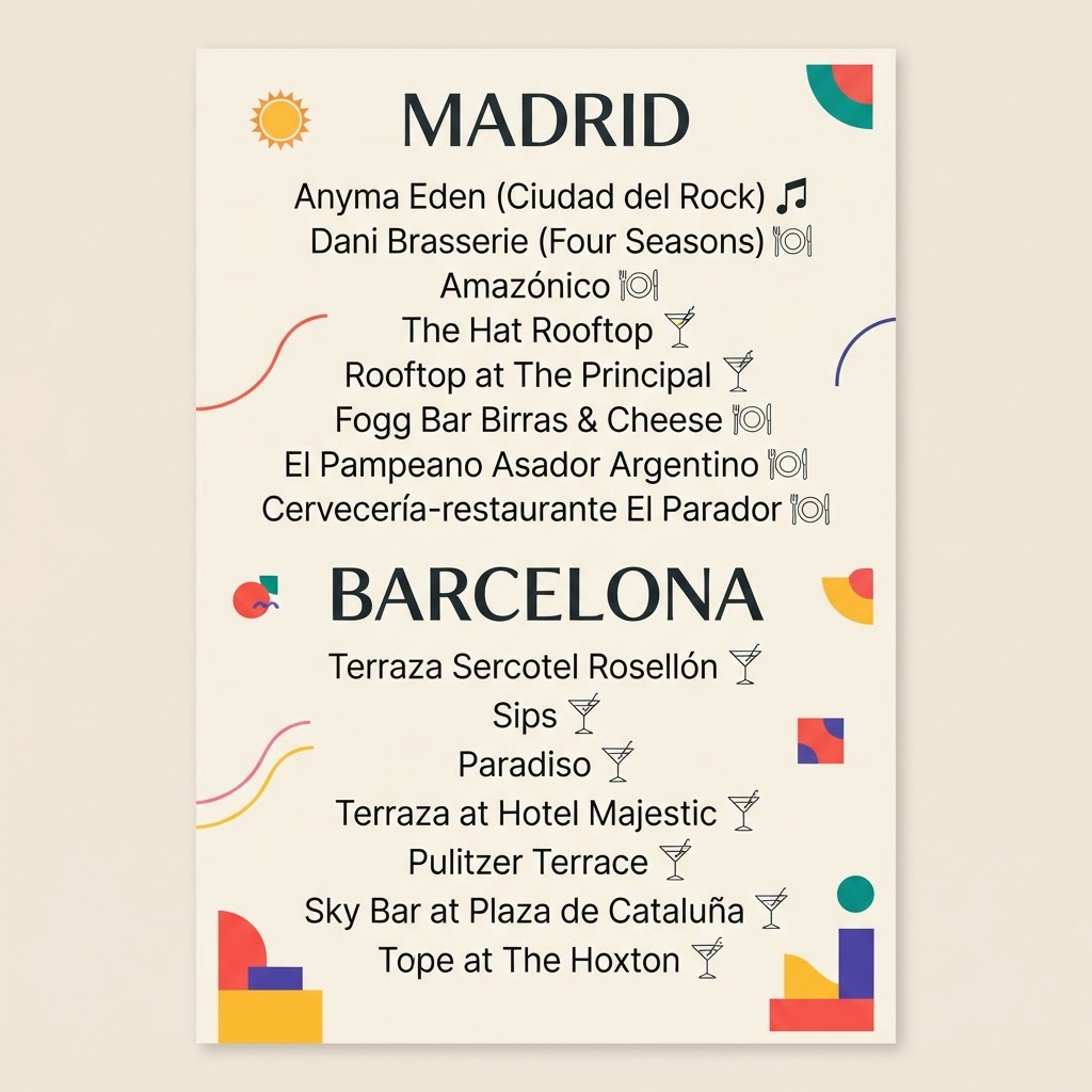 I’ll be in Madrid from 9/24-9/28 and in Barcelona from 9/28-10/3. I’ll be attending Anyma Eden tour in Madrid on 9/26. I want to post something on Instagram that will make my posts go viral. You are a professional social media marketer. Please provide a list of 8 ideas of what I should post to go viral that doesn’t involve me performing on the streets. I want to post something that no one has ever really done. I’ll also be touring the Madrid royal palace, Sagrada Família, and Casa Batllo! Please generate a 9-grid image of these post ideas without distortions!!
