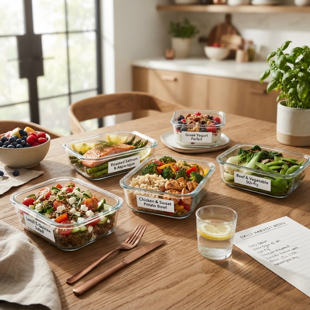 Please generate another visually striking image of a healthy meal plan! No distortions or hallucinations!!