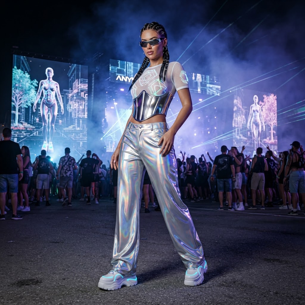 Please generate an image showing a completely different outfit idea I should wear to anyma!!
